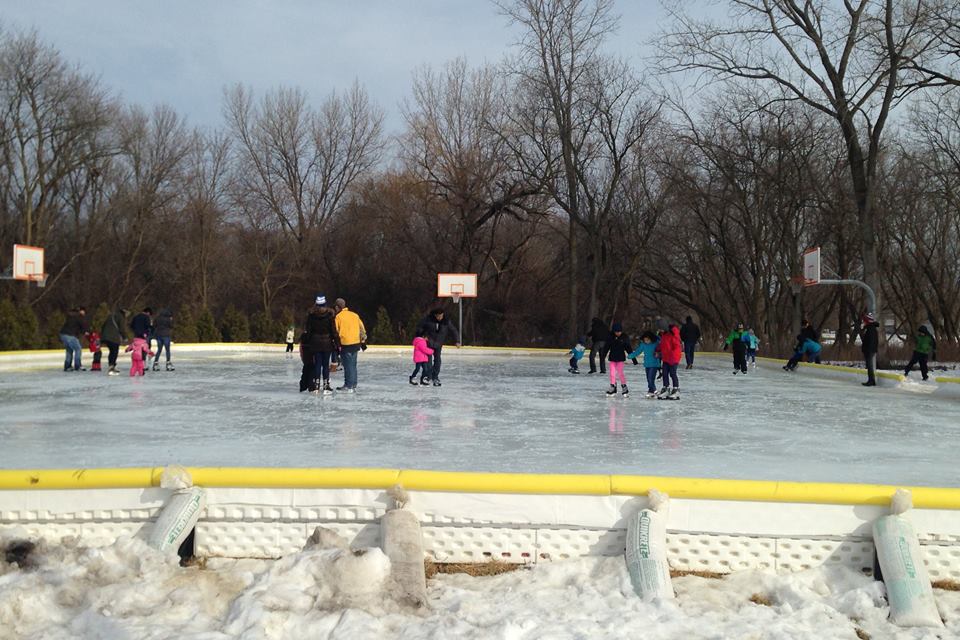Ice skating is available on top of the basketball courts at Century Park. Photo courtesy of Vernon Hills Park District.